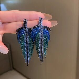Elegant Blue and Green Crystal Earrings